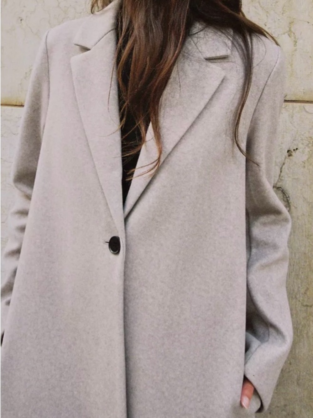 Zara Light Gray Single-Button Trench Coat